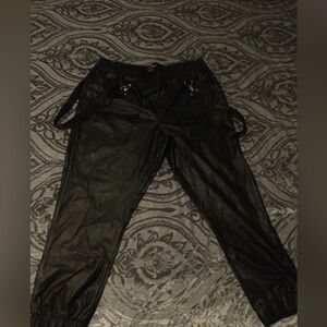 Like an angel black leather joggers size 3x with removable straps